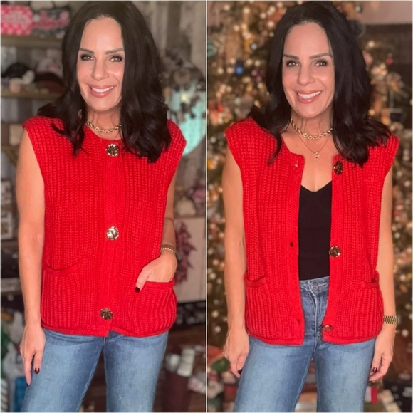 Shiloh Luxe Knit Vest - Deep Red - Picture 5 of 5